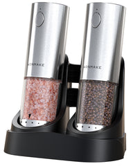 Electric Salt and Pepper Grinder Set - Automatic Refillable Salt and Pepper Grinders with Charging Base & LED Light, Adjustable Coarseness, One-handed Easy Operation, Ideal Kitchen Gadget