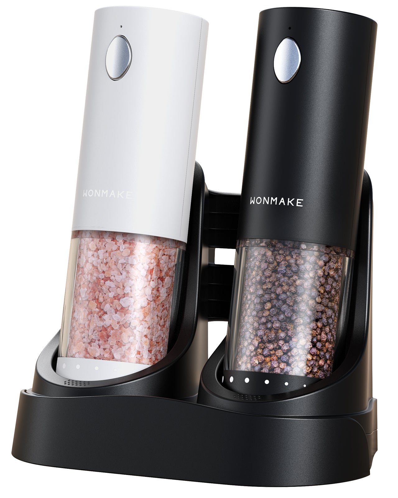 Electric Salt and Pepper Grinder Set - Automatic Refillable Salt and Pepper Grinders with Charging Base & LED Light, Adjustable Coarseness, One-handed Easy Operation, Ideal Kitchen Gadget