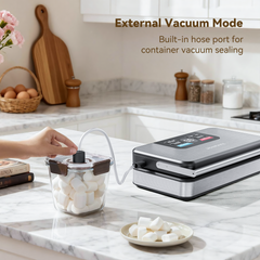 95kPa Powerful Vacuum Sealer for Food, Fully Automatic 10-in-1 Vacuum Sealer Machine with Easy Handle, Built-in Cutter & Roll Storage, Digital Countdown Display, Premium Stainless Steel Design