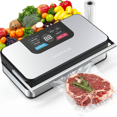 95kPa Powerful Vacuum Sealer for Food, Fully Automatic 10-in-1 Vacuum Sealer Machine with Easy Handle, Built-in Cutter & Roll Storage, Digital Countdown Display, Premium Stainless Steel Design